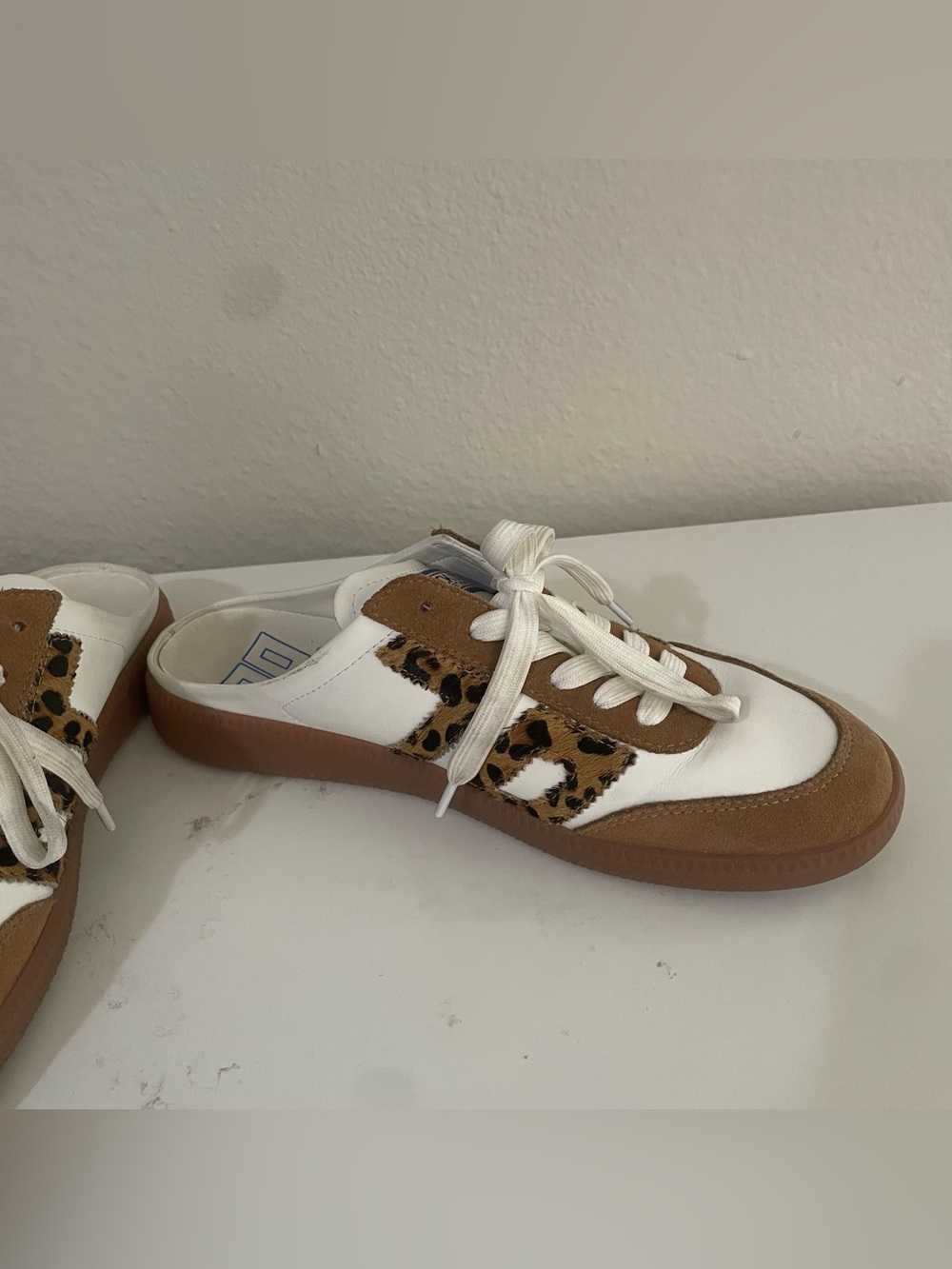 Anthropologie Back 70 Easter in White Leopard Backless Sneakers - Picture 6 of 13